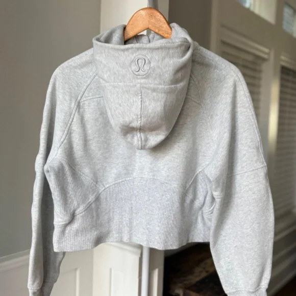 Lululemon Scuba Cropped Half Zip Hoodie Heathered Grey XS/S - Picture 2 of 7